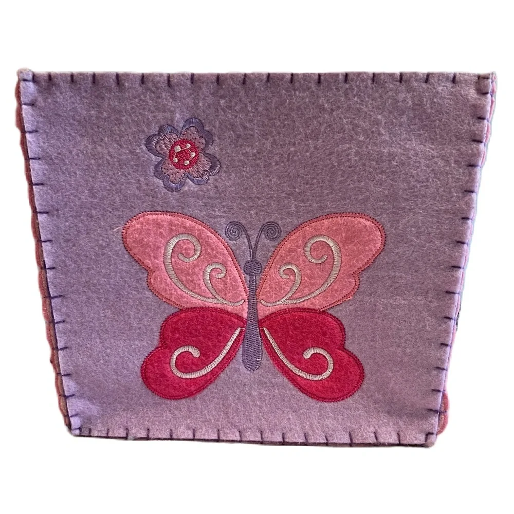 Adorable Stitched & Embroidered Butterfly Felt Storage Box
